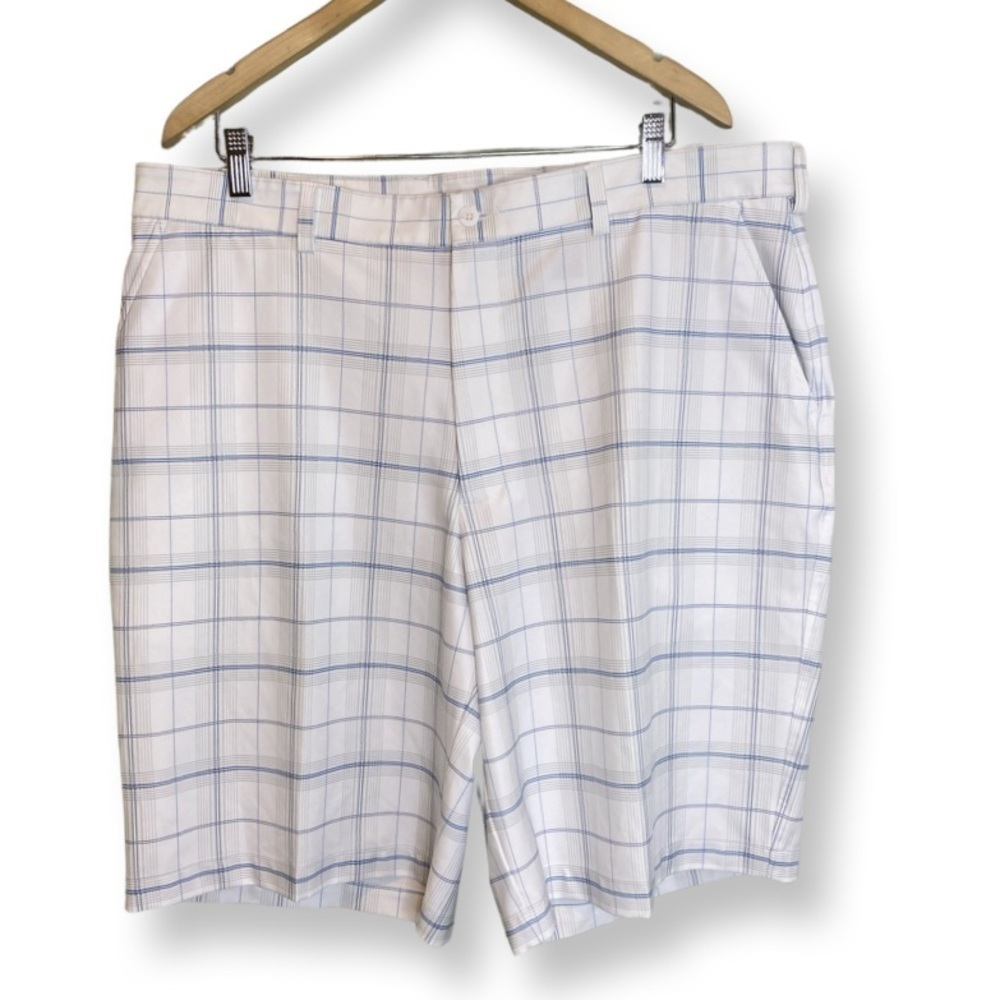Tommy Armour Men's White Blue Gray Plaid Golf Shorts Size 40
